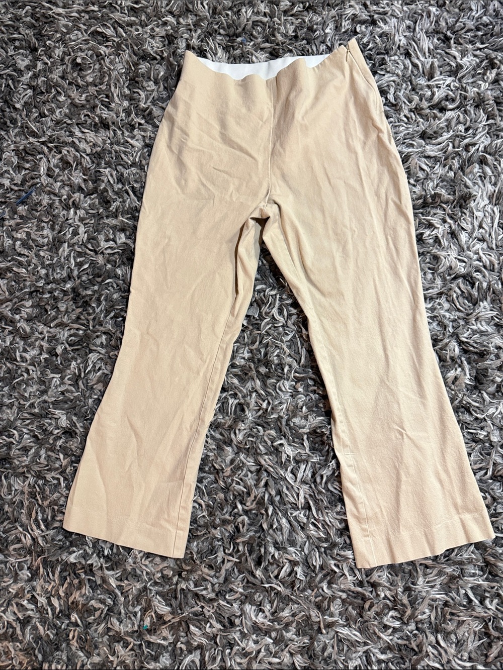 Beige Straight-Leg Pants